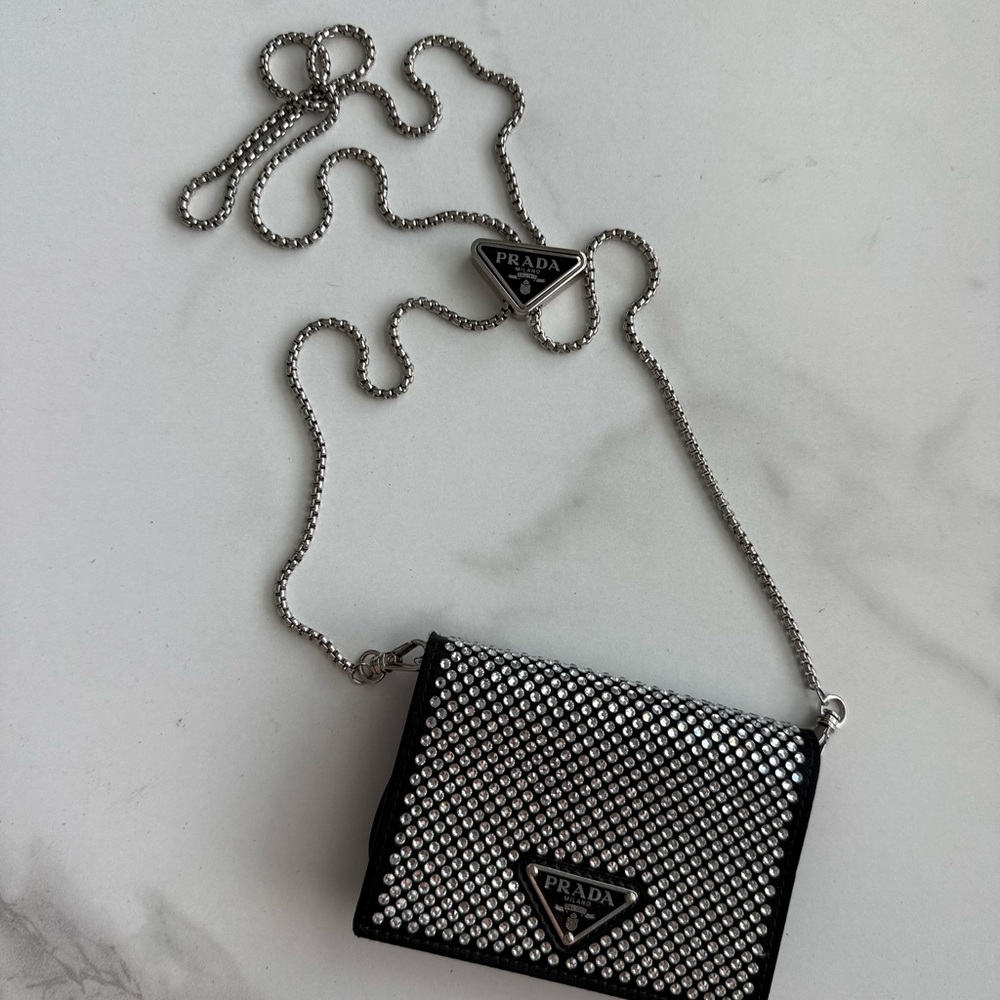 Prada Silver Crystal Crossbody Bag